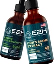 E2H: Clorofila Líquida e Cogumelo de Mana de Leão □ Vegan, Não-GMO - 2 Fl Oz Cada (4 Fl Oz Total) - Pacote