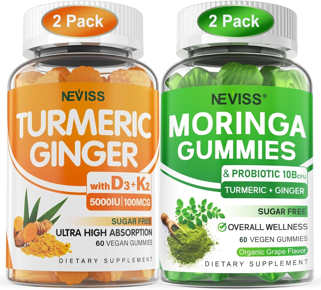 2 embalagens de pastilhas de gengibre aturméricas + 2 embalagens de pastilhas de Moringa