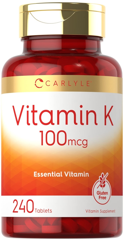Carlyle Vitamina K 100 mcg 240 Comprimidos Vegetariano, Não-GMO, Sem Glúteo