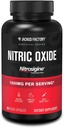 Jacked Factory Essentials Nitric Oxide Booster - Patented Bonded L-Arginina Silicate 1500mg Pre Treino para Crescimento Músculo, Bombas, Vascularidade e Energia - 90 comprimidos vegetarianos