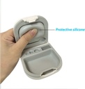 Caso de ajuda auditiva com Fenda de armazenamento de bateria Hard Small 0.59"*2.44"*1.57",Cushion Silicone, para ITE, Aids auditivos BTE (branco)