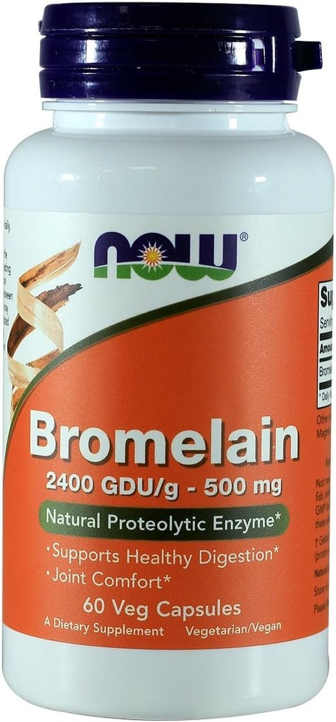 NOW Bromelain 2400 GDU, 500mg, 60 Cápsulas (Pacote de 2)
