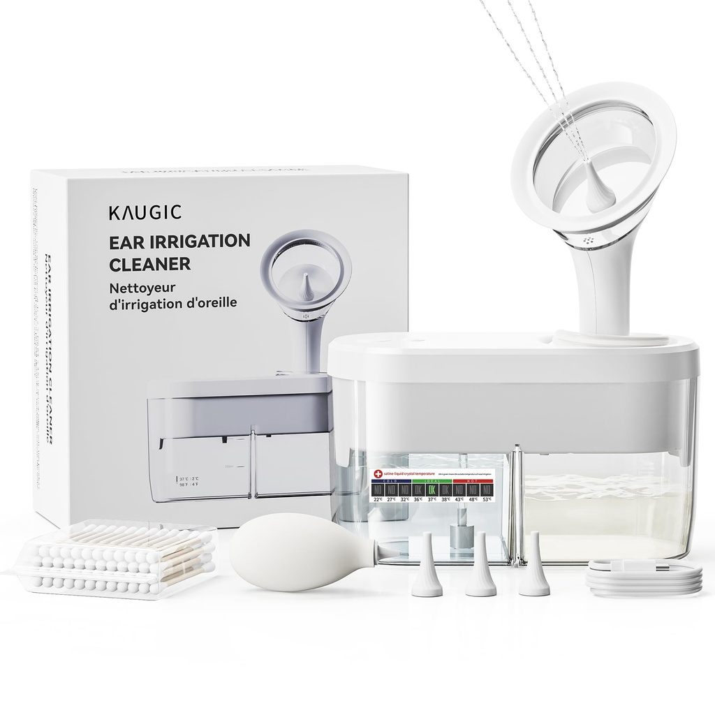 Kit de remoção de cera de ouvido elétrica - Sistema de irrigação de ouvido com água com coleta de esgoto, 4 modos limpos, seguro e eficaz, 3 pontas de ouvido para adultos