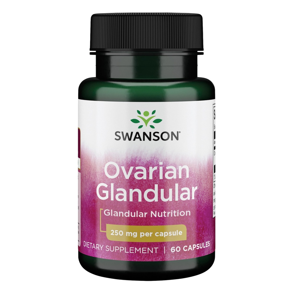 Swanson Ovarian Glandular Supplement - Apoio à Saúde Glandular e ao Equilíbrio da Mulher - Tecido Bovino Premium - 60 Cápsulas, 250mg Cada