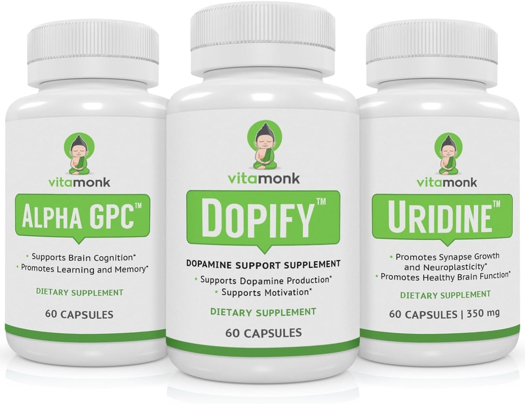 Suplemento de suporte de dopamina emparelhado com Alpha GPC e Uridina - Neuro Boost Duo