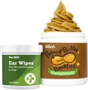 Limpador de ouvido de cão de estimação MD Wipes + Riley's calmante manteiga de amendoim para cães