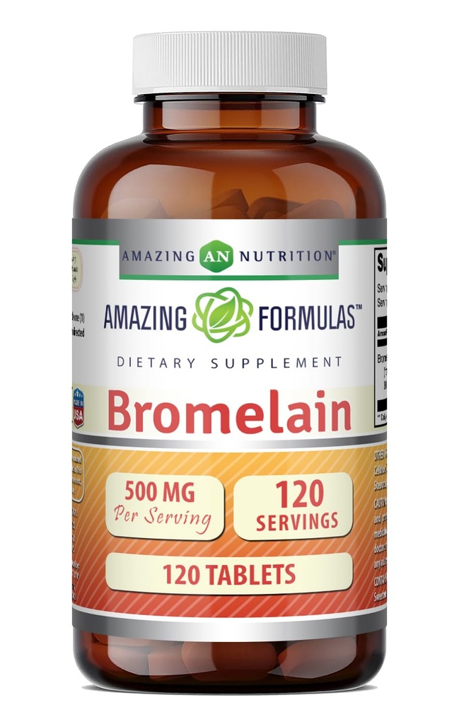 Fórmulas surpreendentes Bromelain 500 Mg (300 GDU) Ou Suplemento de Comprimidos Não-GMO (Gluten-Free)