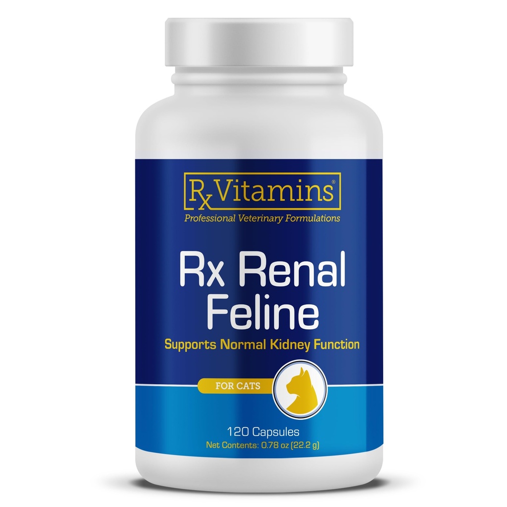 Rx Vitaminas Renal Felina - Cat Rim Suporte com Cardo de Leite para Gatos - Anti-Inflamatório para Gatos - Boosts Cat Antioxidante Saúde & Cat Fígado Suporte - Gato Imune Booster - 120 Cápsulas