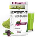JYM Greens Super Food Powder for Performance, Blueberry Acai, Spirulina, Cogumelos, Vitaminas, BroccoPhane & Brócolis, Homens & Mulheres, 30 Servings