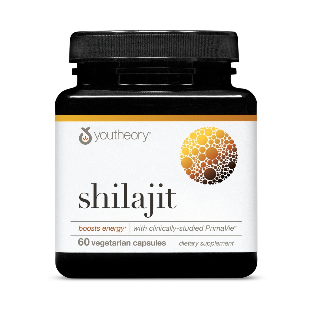 Youtheory Shilajit - 500 mg Shilajit Cápsulas - Suplemento de Energia - Shilajit Suporta resistência e resistência - Puro Himalayan Shilajit - Glúten, Dairy & Soy Grátis - 60 Cápsulas Vegetarianas
