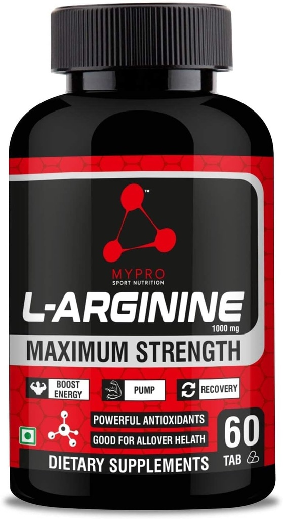 Nutrição Esportiva L-Arginina 1000mg Suplemento para Crescimento Músculo, Resistência, Imune Booster & Energia, 60 Comprimidos