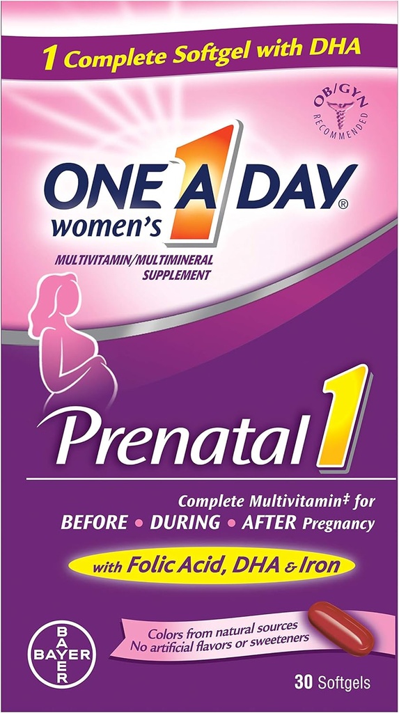 Pré-natal 1 com DHA e ácido fólico Softgels, 30 ea (Pacote de 6)