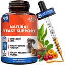 Natural Cats & Dogs Yeast Infection Anti Itch Treatment - Itchy Orelhas, Pele & Alergia Sintomas Alívio - Reduz Inflamação & Alivia Irrigação - Medicina Erva Suplemento Gotas
