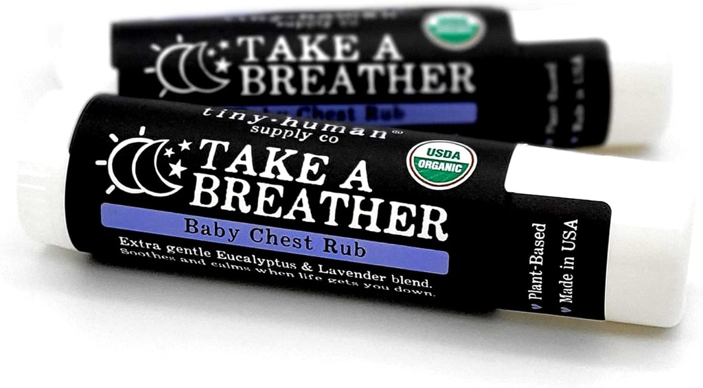 Organic Take A Breather Baby Chest Rub Stick 2pk, 100% Natural, Lavanda calmante & Eucalyptus, Livre de Petróleo, Cruelty Free