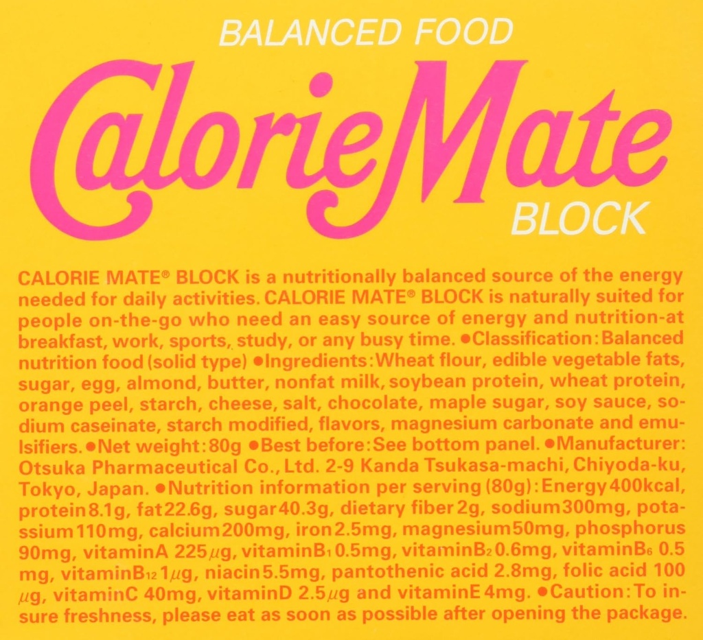 Otsuka Calorie Mate equilibrou o bordo alimentar 2.82oz/80g