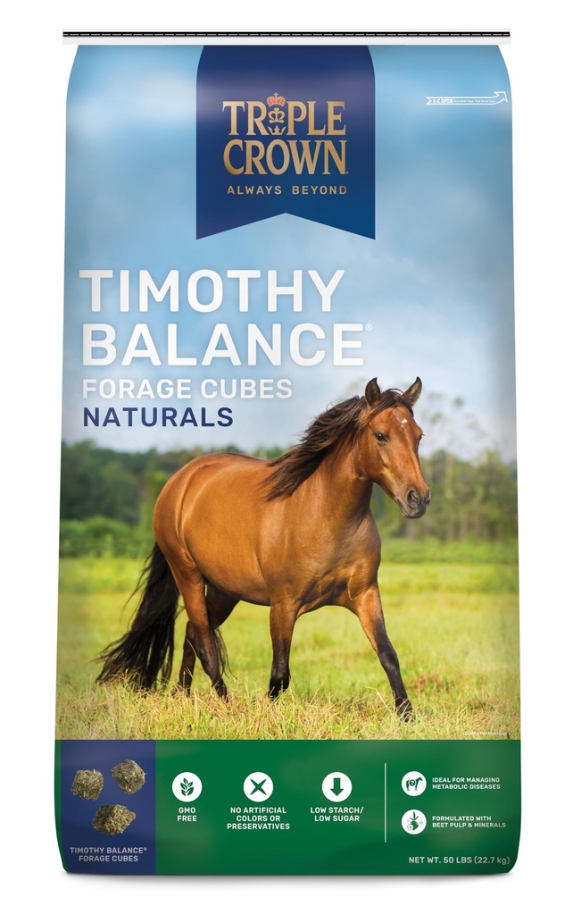Triplo Crown Timothy Cubes Balanceamento Horse Supplement, Timothy Hay Beet Pulp para cavalos, Baixa Alimentação de Cavalo de Açúcar, Laminitis Support, 50 lbs