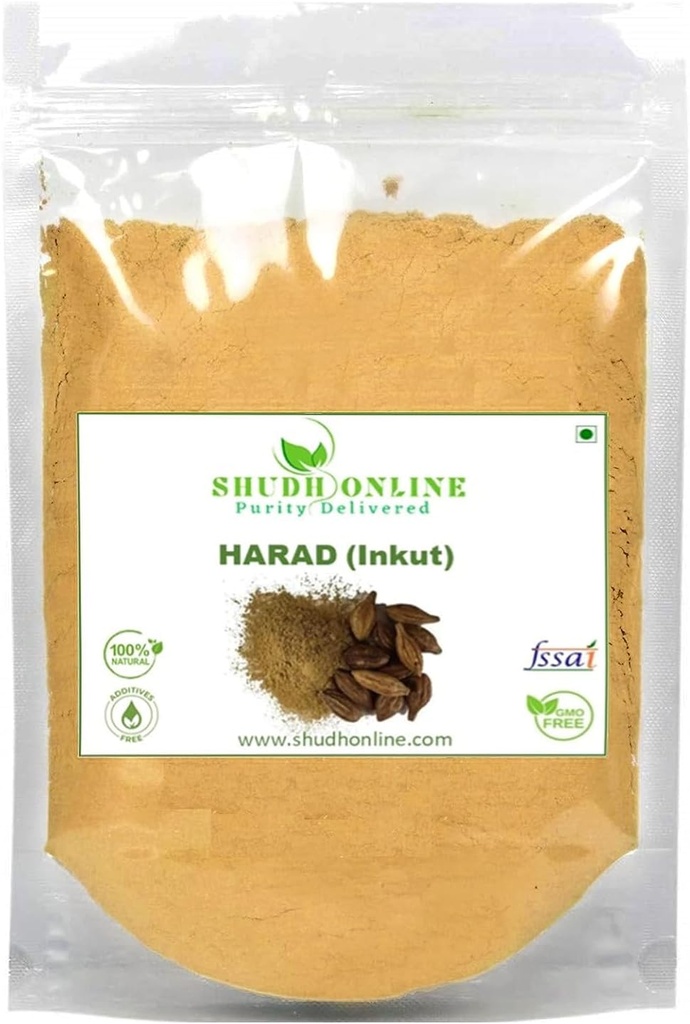 KRISTINA Harad Powder, Haritaki, Inknut Powder, Haralu (100 Grams), Harar, Karakkaya, Kaudukai, Terminalia Chebula para perda de peso, Digestão, Face, Círculos Negros