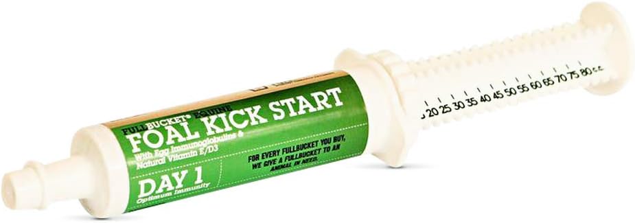 FullBucket Equine Foal Kickstart Paste – Ideal para recém-nascidos no Dia 1 para apoiar saudável Imune & Digestive System Health, 1 tubo