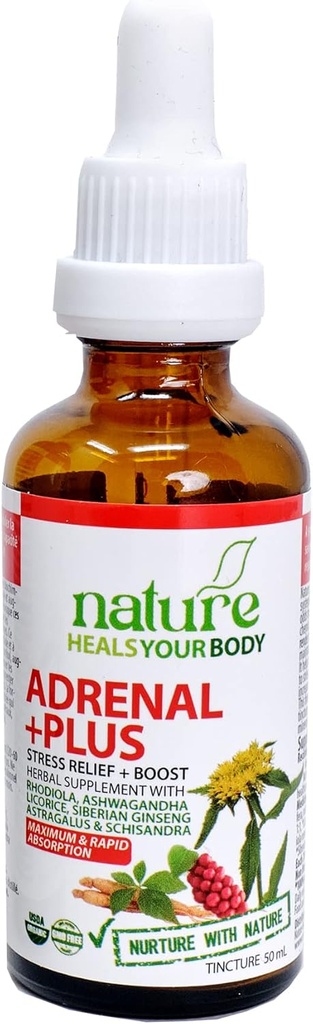Adrenal +Plus - Stress Releif + Boost - Tintura de ervas - Rhodiola - Ashwagandha - Licorice
