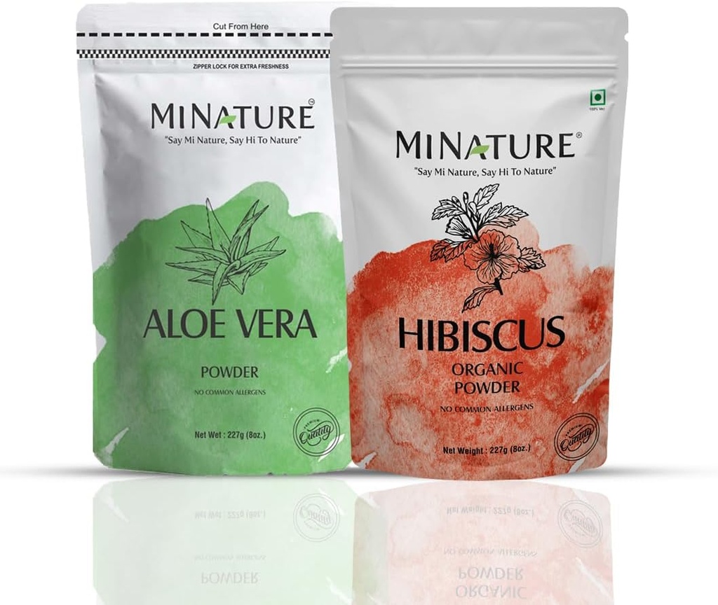 Combinação de cuidados de cabelo por minature □ Conjunto de Aloe Vera pó e Hibisco em pó
