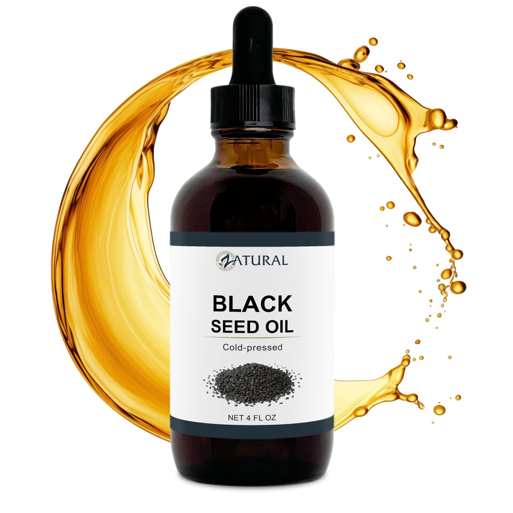 Óleo de semente preta Zatural Nigella Sativa frio prensado Cominho Digestão de óleo, Pele, Cérebro, Imune, Juntas e Mais (4 Fl Oz)