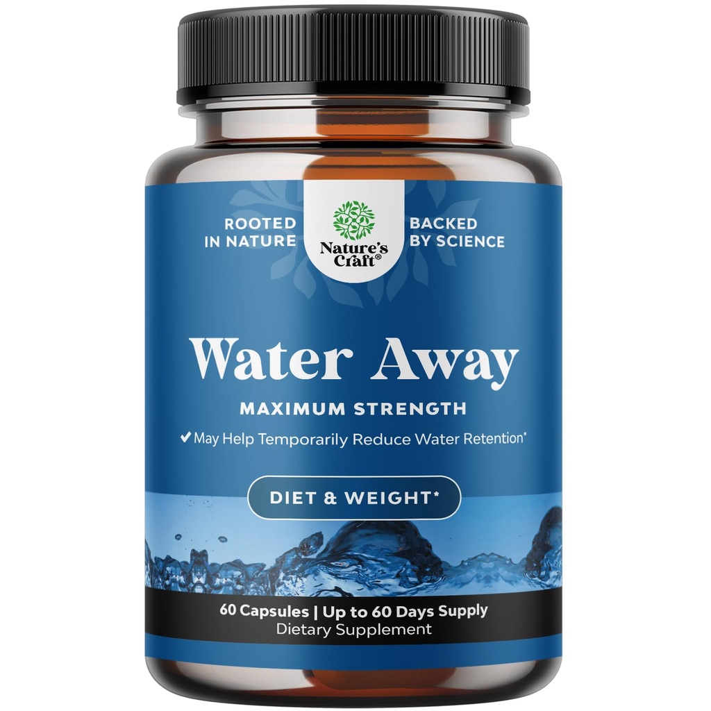 Pílulas de água diurética natural Away Vitamina B6 Potássio & Dandelion Raiz Extrair Retenção de Água Anti-Bloating e Inchaço Cápsulas Perda de Peso para Mulheres & Homens com chá verde antioxidante por Bio Senso