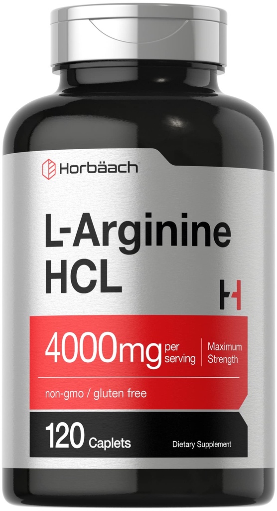 Horbäach L-Arginina HCL 4000mg □ 120 Caplets □ Ácido Amino para Homens e Mulheres