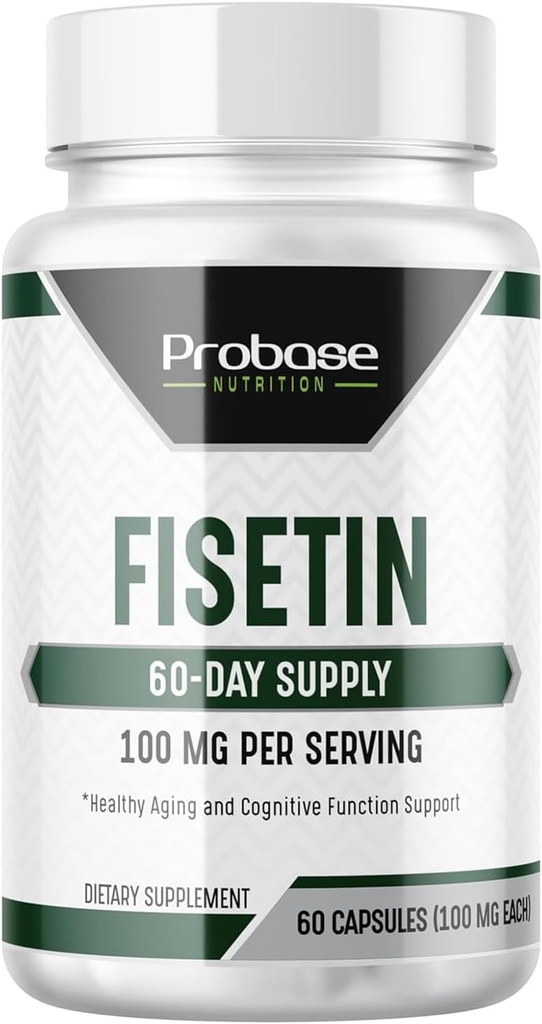 Probase Nutrition Fisetin Senolytic Supplement 100mg de alta potência 60 dias de fornecimento para a saúde celular