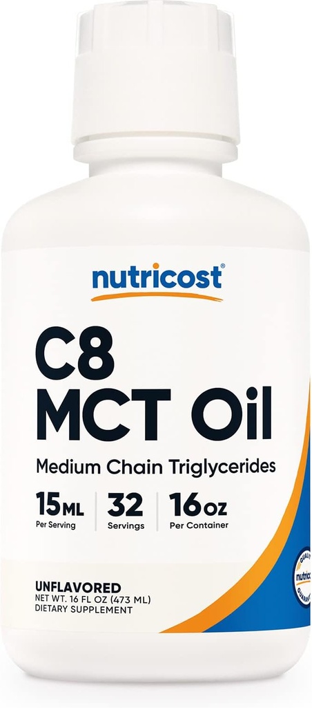 Óleo de nutricosto C8 MCT 16oz - Keto, Paleo, Não-GMO