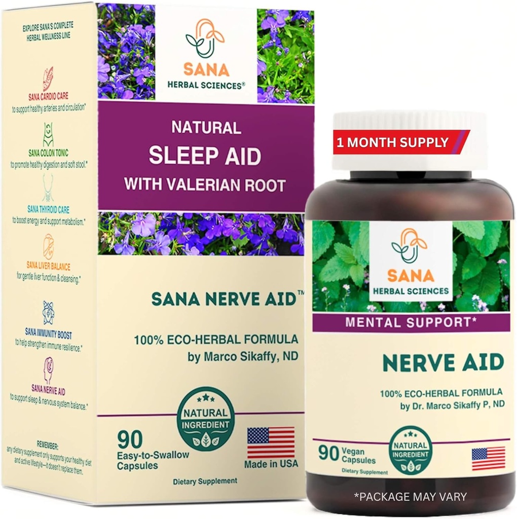 Fórmula Valerian Root Natural Sleep Aid para Adultos com Skullcap Orgânico, Lobelia & More - 90 Cápsulas - por Dr. Marco Sikaffy