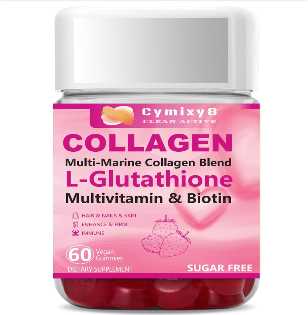 Glutationa Biotin Colágeno Glow Gummies, extra-força L-Glutationa & Colageno Hidrolizado para Mulheres & 10000mcg Biotina & Multivitamin para Mulheres para unhas de pele de cabelo