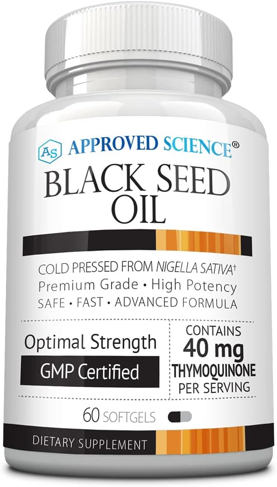 Aprovado Ciência Óleo de Sementes Negras - Frio Pressionado Nigella Sativa - Aumentar a Imunidade, Respiratória, Cognitiva, e Saúde Digestiva - 2% Timoquinona - 1 Garrafa - 60 Softgels - Feito nos EUA