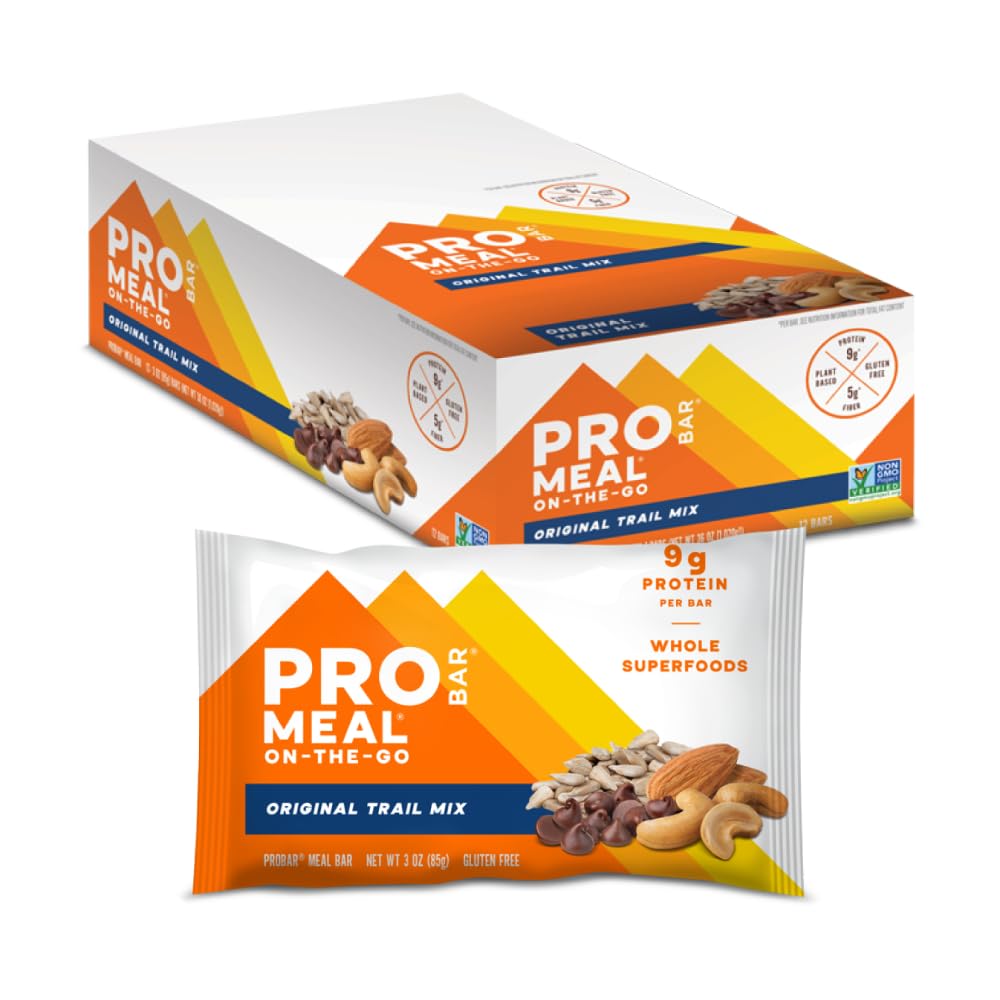 PROBAR - Barra de refeições, Original Trail Mix, Não-GMO, Sem Glúten, Saudável, Baseada em Plantas, Ingredientes integrais, Energia Natural (12 Conde)