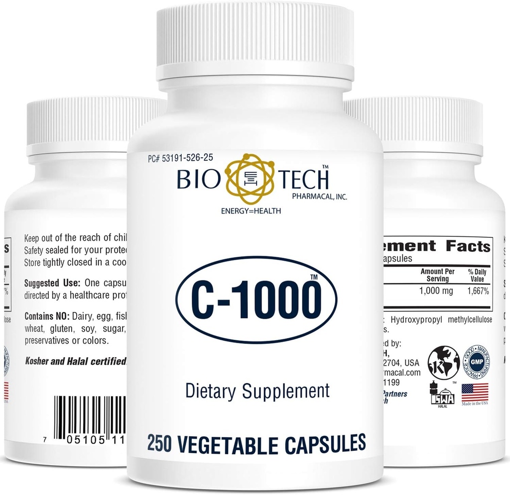 Bio-Tech - C-1000 250 Cápsulas Veggie