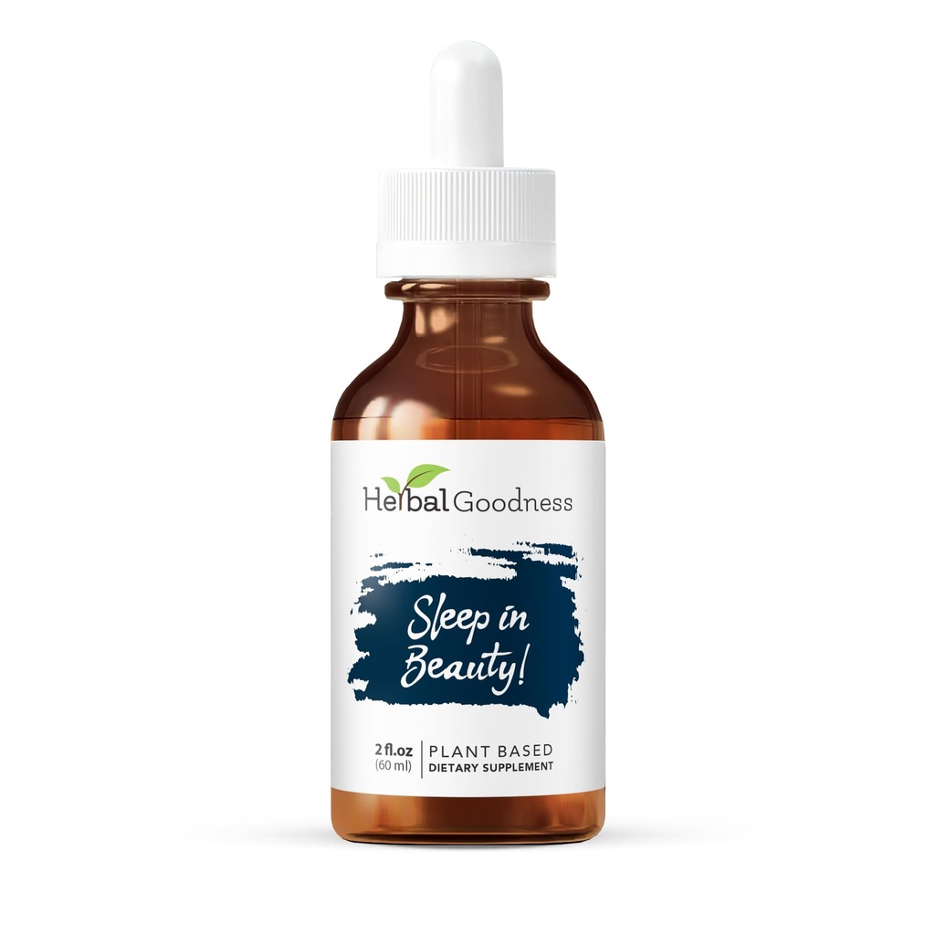 Adormeça na beleza - Valério orgânico raiz líquido gotas 2 Fl. oz, Limão Balm, Suporte ao sono natural para adultos, Descanso e ajuda de relaxamento, Não-GMO, Vegan, Sem glúten, USDA Orgânico, Sem melatonina