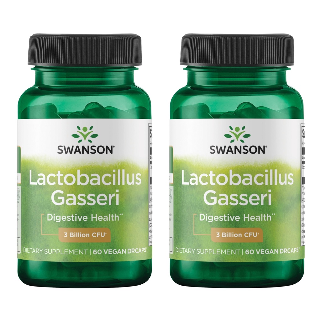 Swanson Lactobacillus Gasseri - Suplemento Probiótico Suportando Saúde Digestiva com 3 bilhões de UFC - Design-Release Satiety & Fat Metabolismo Suporte - (60 Cápsulas Vegetais) 2 Garrafas