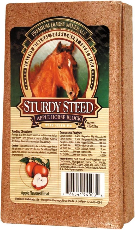 Sturdy Steed suplemento mineral saudável bloco de tratamento de maçã para cavalos, 4 libras