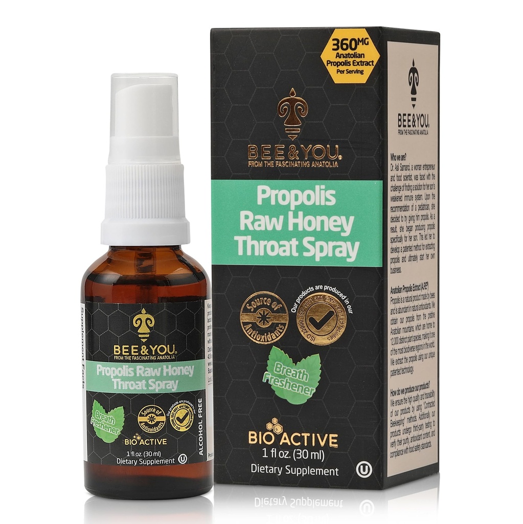 BEE e você, extrato de própolis 100% puro, suporte imunológico, alívio da garganta dolorida, antioxidantes, natural, Keto, Paleo, sem glúten 1 FL Oz