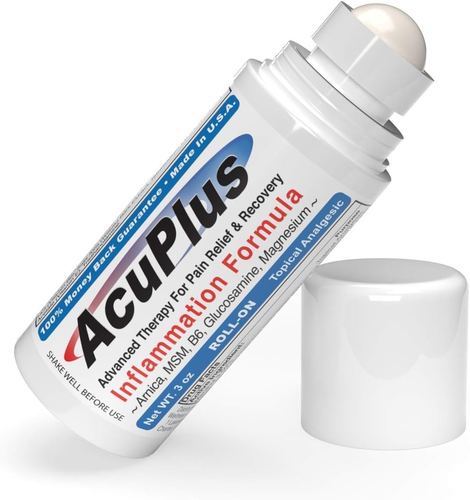 AcuPlus - Alívio da dor rolo - tópico anti- inflamatório para acalmar músculos e articulações - Artrite Reliever dor, Bursite, Tendonite Creme - TSA compatível, conveniente rolo - 3 fl. oz. (Pacote de 1)