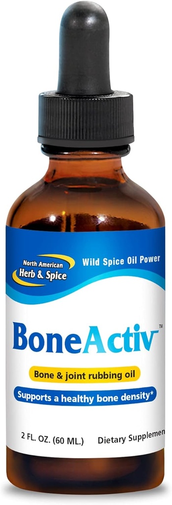 North American Herb & Spice BoneActiv - 2 fl. oz. - Óleo de osso e joint rubbing - Suporta ossos saudáveis - Não-GMO, Vegan - 346 Servings
