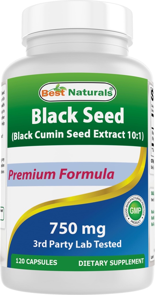 Best Naturals Black Seed (Extrato de Sementes de Cominho Negro 10:1) 750 mg por serviço- 120 cápsulas