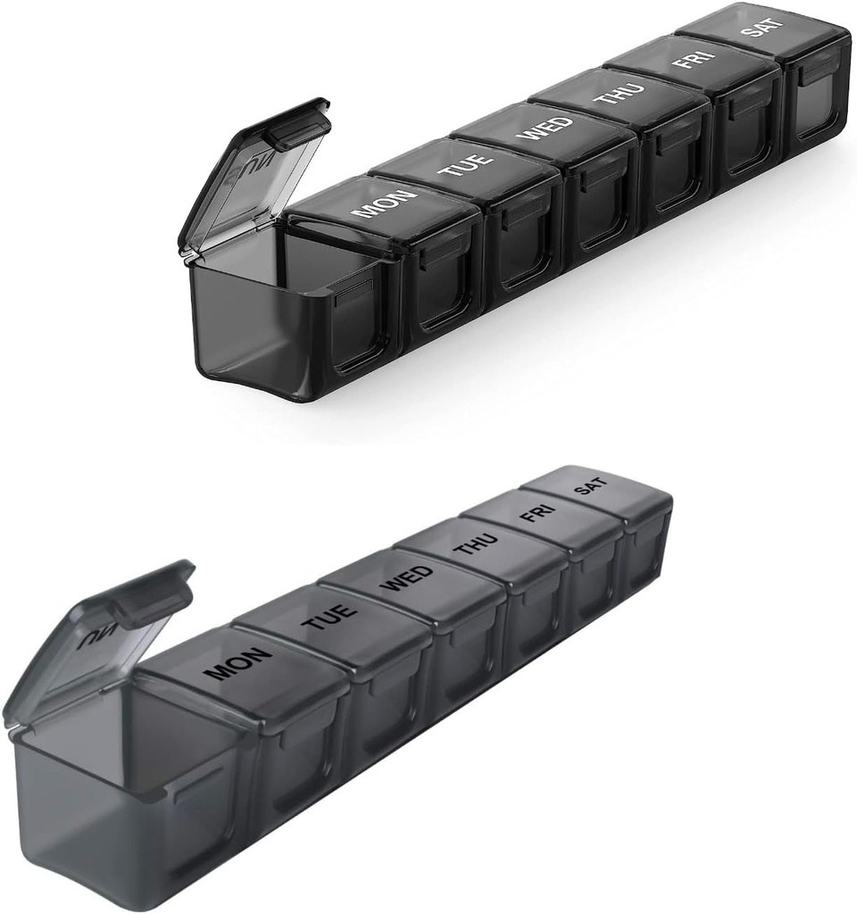 2 Pack Organizador de comprimidos extra grande, Sukuos caso comprimido semanal com tampa clara, Arthritis amigável medicina Organizador para pílulas / Vitamina / óleo de peixe / suplementos, BPA livre, fácil de limpar