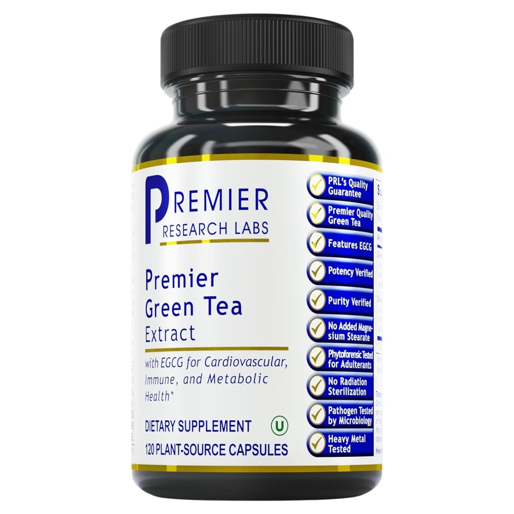 Premier Research Labs Premier Green Tea Extract - Green Tea Cápsulas, Green Tea Extract Pills, Green Tea Supplement with ECGC, Camellia Sinensis, Pure, Vegan Friendly - 120 Cápsulas Vegetarianas