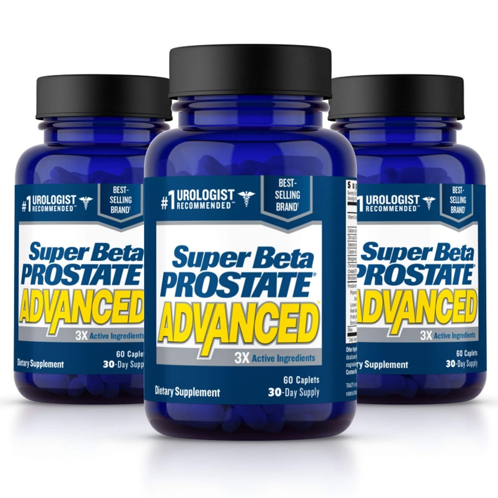 SUPER BETA PROSTATE Avançado – Reduzir viagens de banheiro, promover o sono, esvaziamento de bexiga de suporte. Suplemento de próstata para homens com Beta Sitosterol, não serra Palmetto (180 Caplets, 3-Pack)