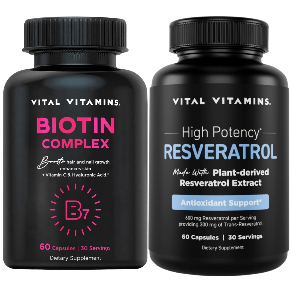 Cápsulas Vitais Vitaminas Complexo de Biotina + Cápsulas Resveratrol