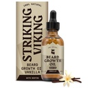 Striking Viking Beard Growth Oil with Biotin - 2 Fl Oz, Baunilha - Espessura, Condicionamento Biotin Beard Oil Serum para homens com Argan & Jojoba - Serum de crescimento facial do cabelo para homens