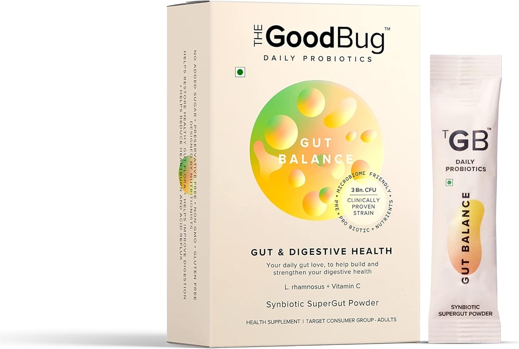 Gut Health & Immunity Probiótico para homens e mulheres, forte Digestivo & Imunidade Suporte Gut Balance Stick - Probióticos + Inulina + Vitamina C 3Bn CFU de Strains clinicamente comprovadas - Embalagem de 30 dias