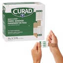 CURAD Faixa rápida tecido adesivo bandagens esterilizadas com aplicação rápida, 3/4" x 3", Caixa de 100