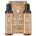 Viking Revolution Beard Wash and Beard Conditioner para homens com óleo de Argan e óleo de Jojoba - Beard Softener and Fortalecer Beard Care Shampoo e Condicionador com Ginseng Root (5 oz, Palo Santo)