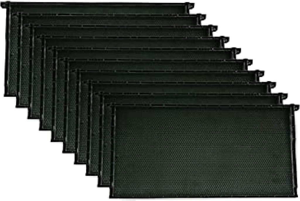 Mann Lake Premium Apicultura Frames, All-in-One Frame & Foundation, Revestimento de cera de abelha natural, Universal Fit, BPA & BPS Free, 9 1/8 polegadas, Preto, 10-Pack